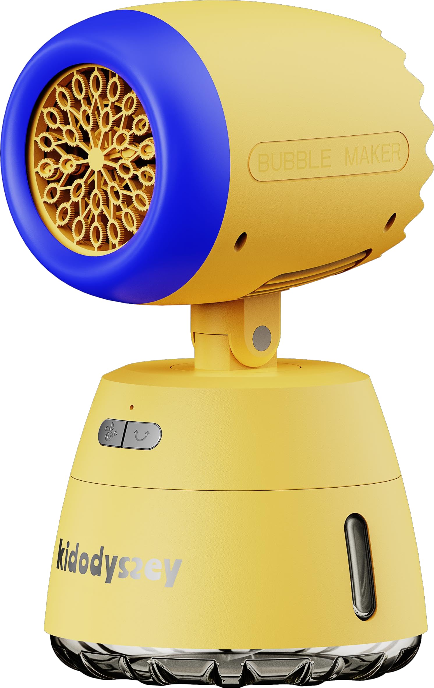 Kid Odyssey Automatische Seifenblasenmaschine, Bubble Machine 40°/270°drehbar, 1000ML wiederaufladbare Blasenmaschine mit 20000+ Blasen, Bubble Maker für Outdoor/Hochzeit, Gelb&Blau
