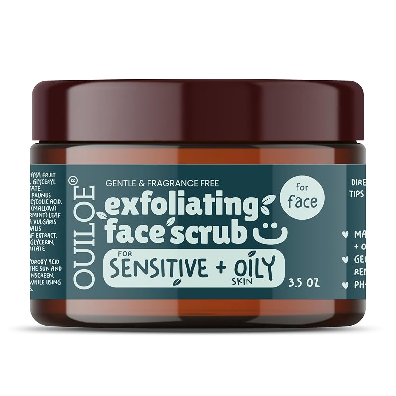 Esfoliante facial sem fragrância Ouiloe, 100 g
