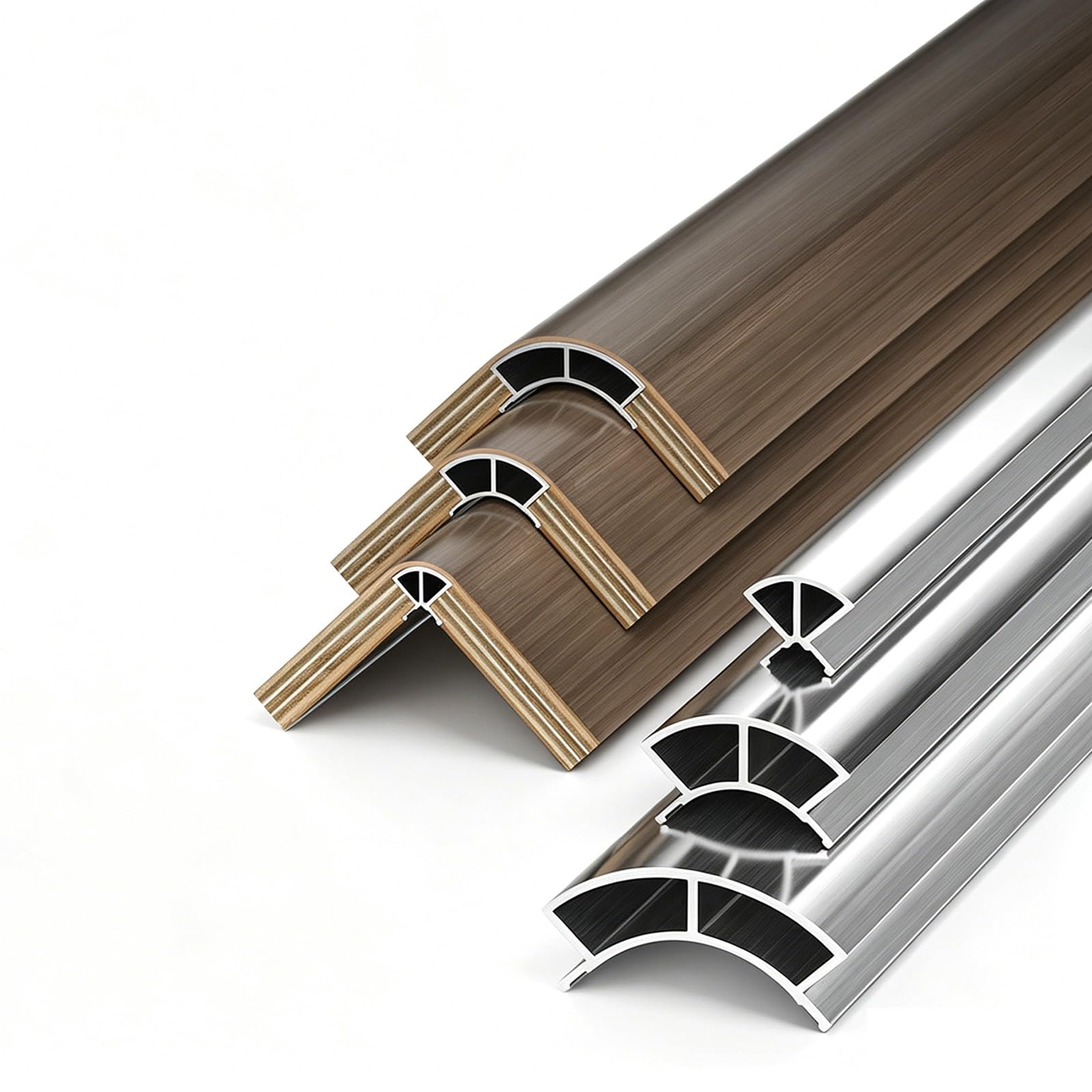 Protection d'angle en aluminium R18-R100 | Bande de recouvrement meuble bois