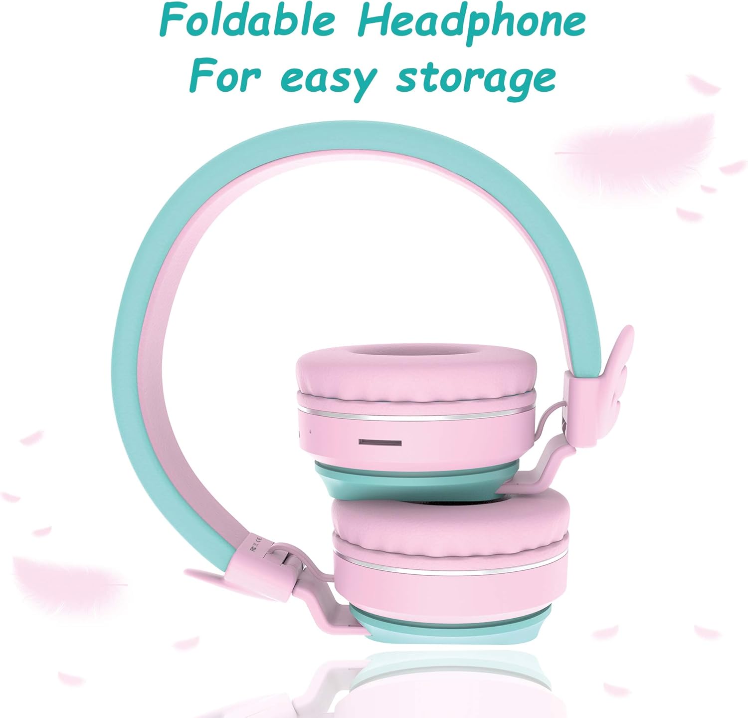 Kids Bluetooth Headphones, Riwbox BT05 Wireless Kids Headphones Over Ear with Volume Limited and Mic/TF Card Compatible for iPad/iPhone/Tablet (Pink&Green)