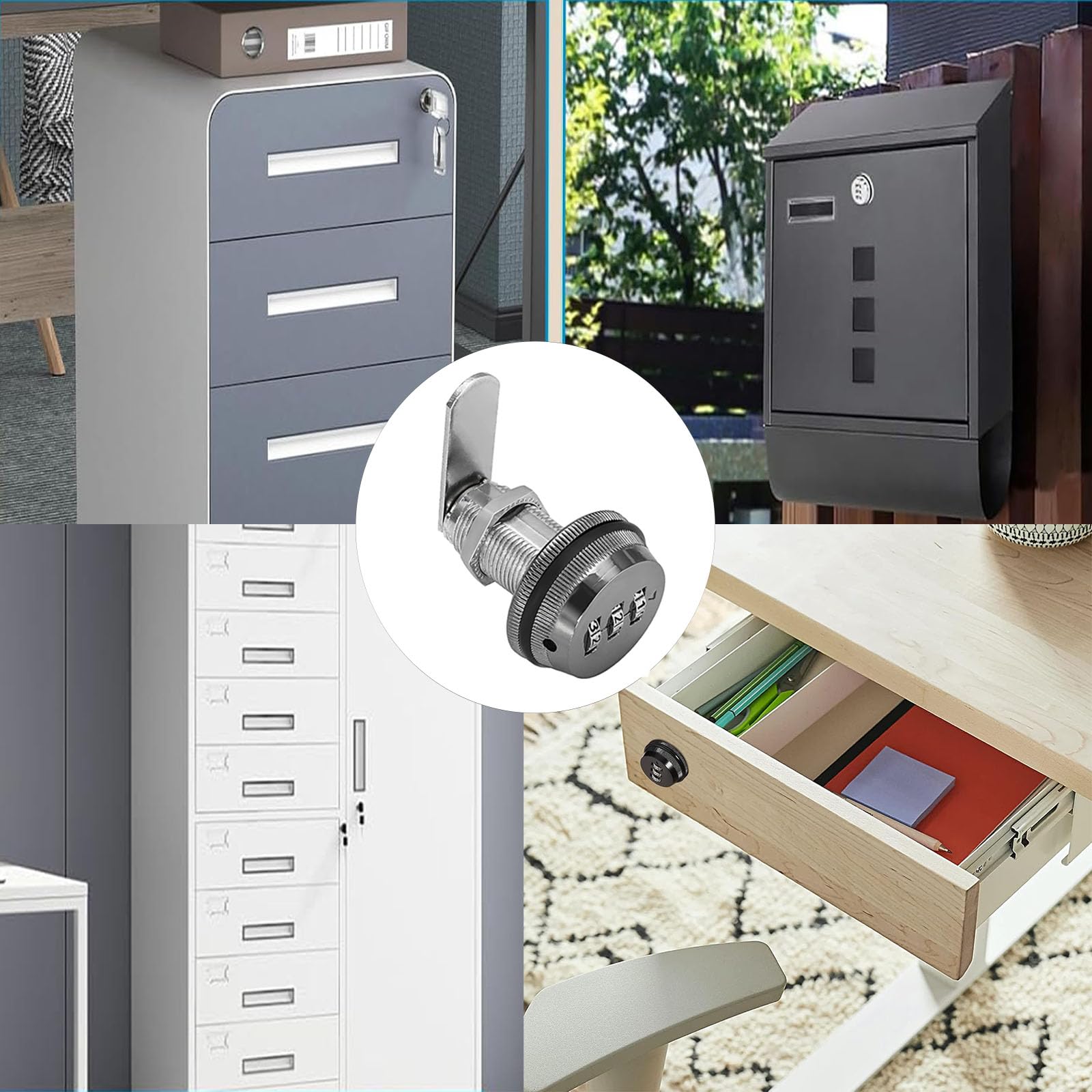 Cijferslot 3 cijfers, slot zonder sleutel, nokkenslot 20 mm, veiligheidsslot code, brievenbusslot code, ladeslot, voor kasten, brievenbussen, bescherming van eigendommen