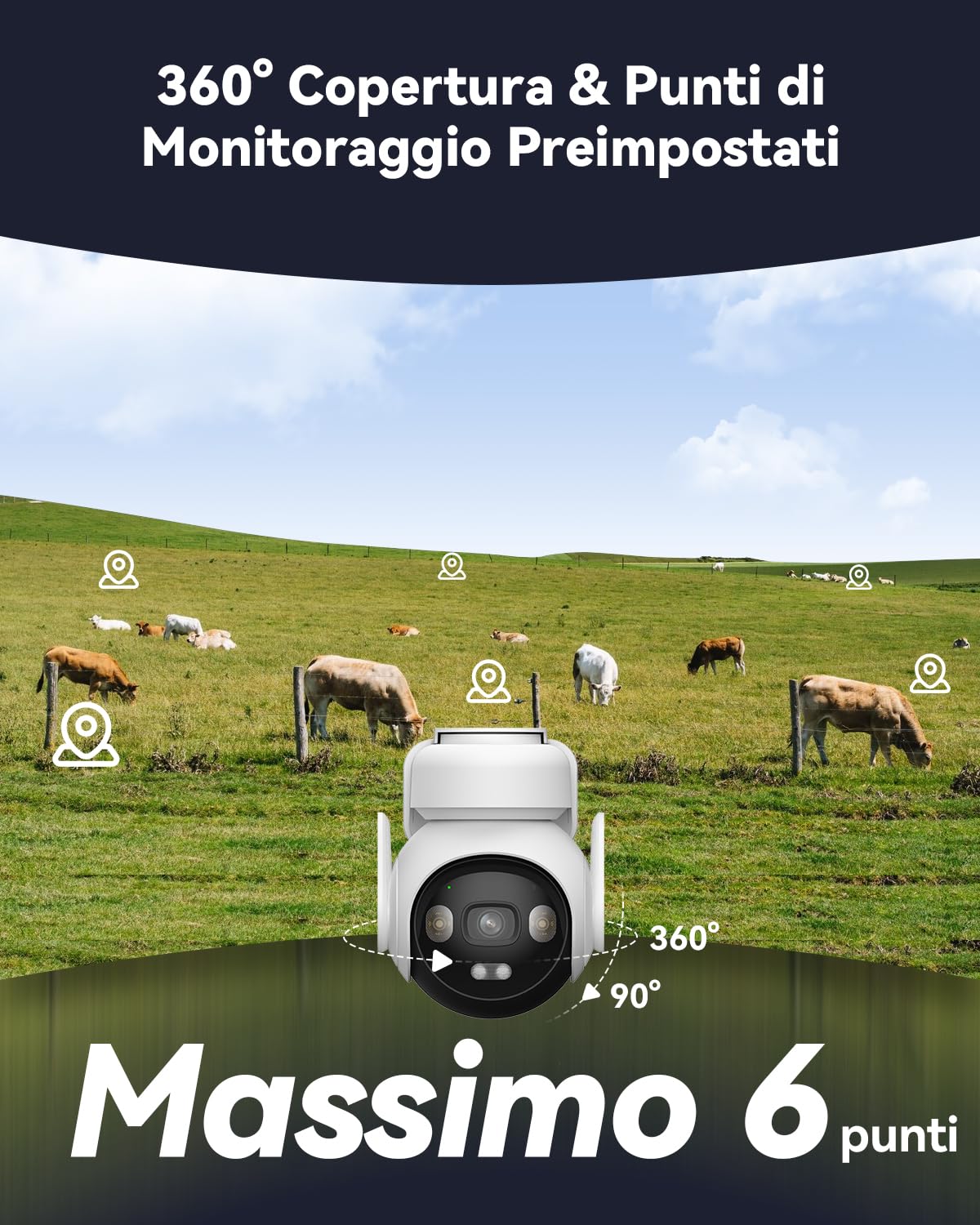Imou 3K Telecamera Esterno 4G/Wi-Fi con Pannello Solare, 32GB SD/SIM Card | 5MP 360°, 2,4g, F1.0 Visione Notturna a Colori Aurora, AOV Registrazione 24/7, Rilevamento Umano/Veicoli, 10000mAh Batteria