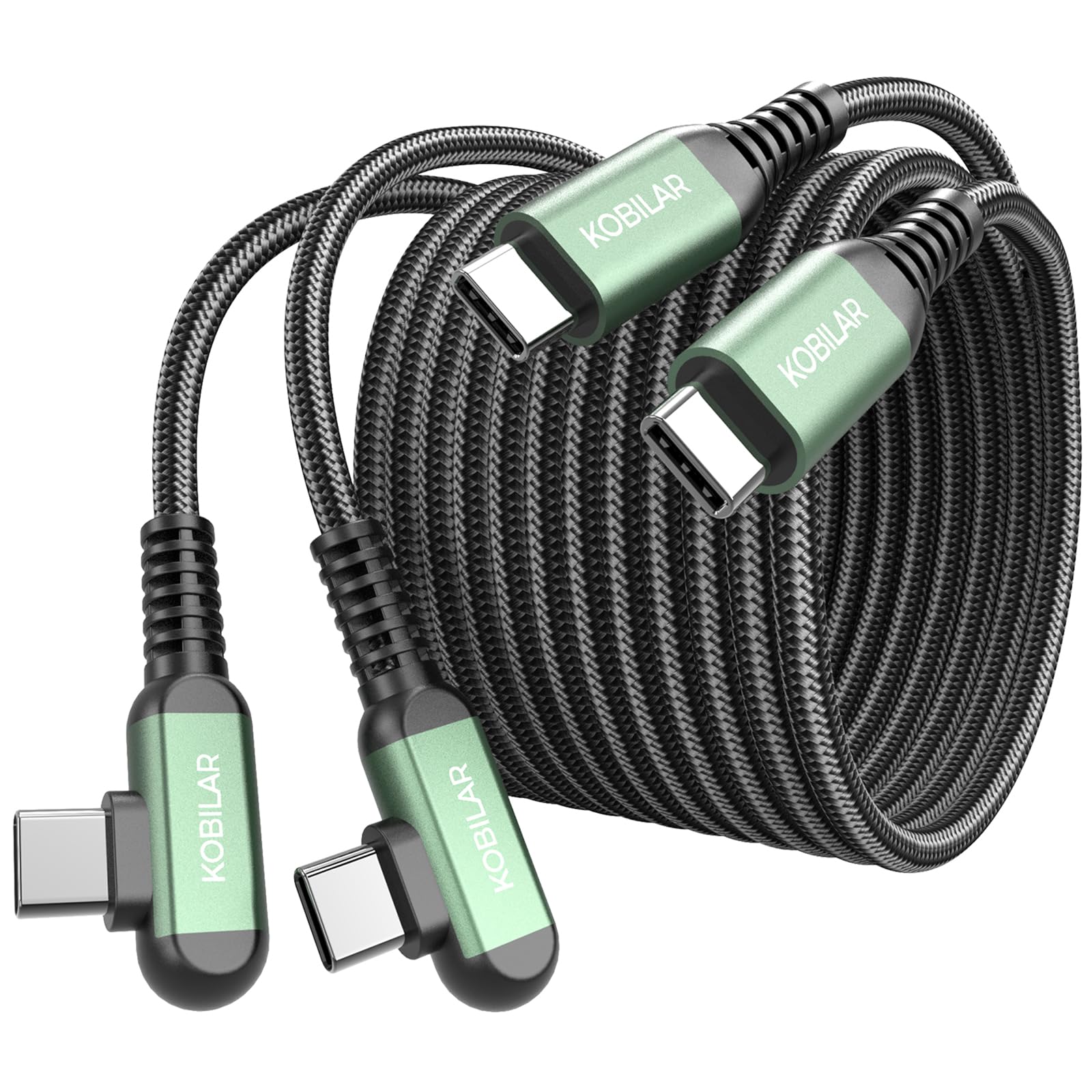 60 W USB C a USB C largo 10 pies x 2, ángulo recto, cargador tipo C de carga rápida, compatible con iPhone 13, iPhone 13 Pro Max, iPhone 13 Pro, Galaxy S22, Motorola, TCL, Google