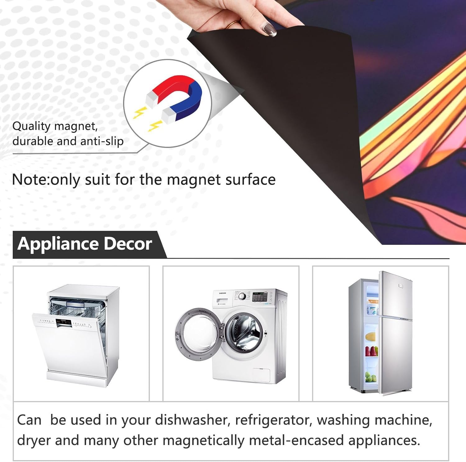 Dishwasher Cover Magnet Brightly Hummingbird Print, Dish Washer Cover for Kitchen Decor, Easily Trimmable Dishwasher Sticker Refrigerator Magnetic Cover 23×26 in