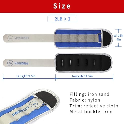 Miniatura 8 de PROIRON Ankle Weights for Women, Leg Weights for Men, Ankle and Wrist Weights 2468LBSReflective Arm Weights for JoggingGymnasticsAerobics
