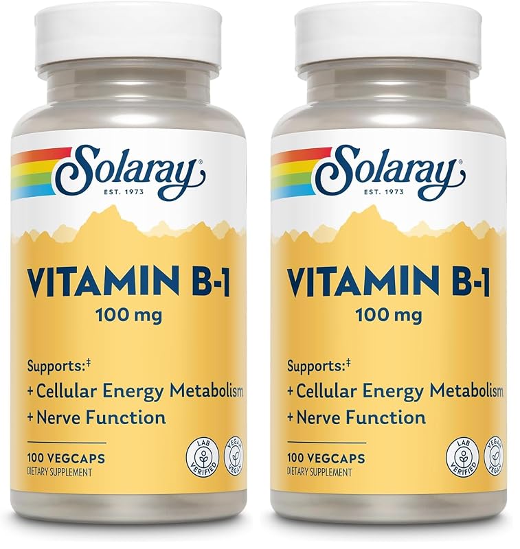 SOLARAY Vitamina B1 (Tiamina) 100 mg, 200 cápsulas vegetais