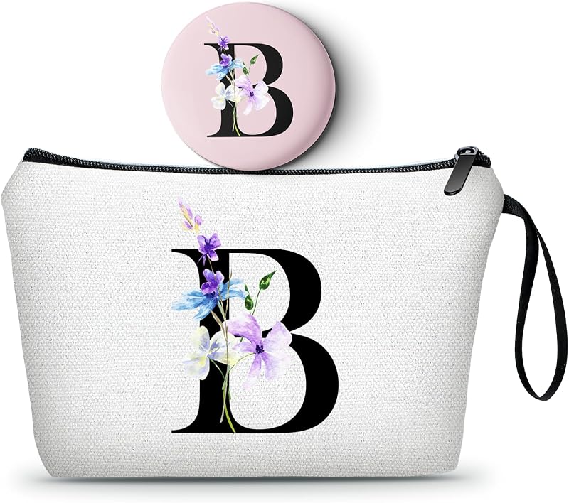 Necessaire de maquiagem SEAMOON com espelho e inicial B