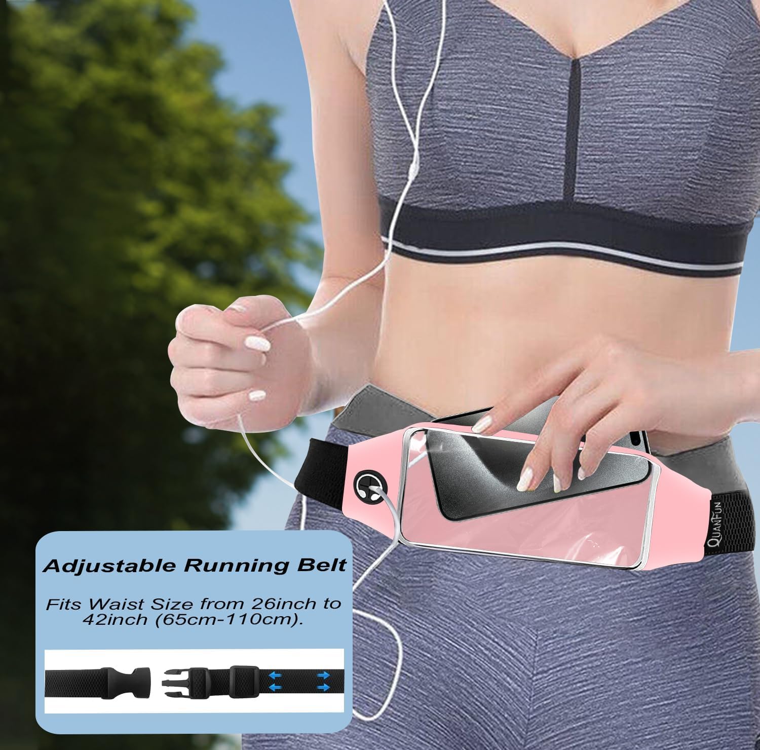 Running Belt,Fanny Pack Fits Phones UP to 6.5" for Women Men,Pink image 5