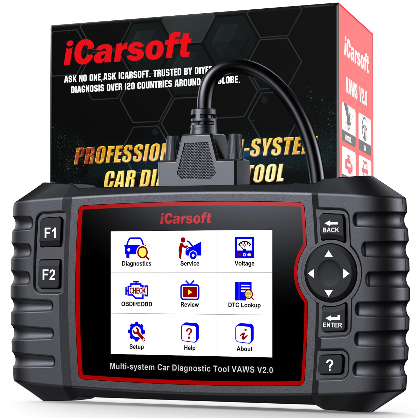 iCarsoft VAWS V2.0 OBD2 Auto Diagnostica per V.W/AU.di/Skoda/Seat, Diagnosi Auto in Italiano Tutti i Sistemi, 9 Funzioni di Ripristino, Olio/EPB/BMS/ETC/SAS/INJ/TPMS/DP-F/ABS, Aggiornamento a Vita
