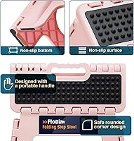 Vista 4 de Flottian Taburete plegable de 13 pulgadas para adultos y niños con capacidad para hasta 300 libras, taburetes plegables antideslizantes con asa