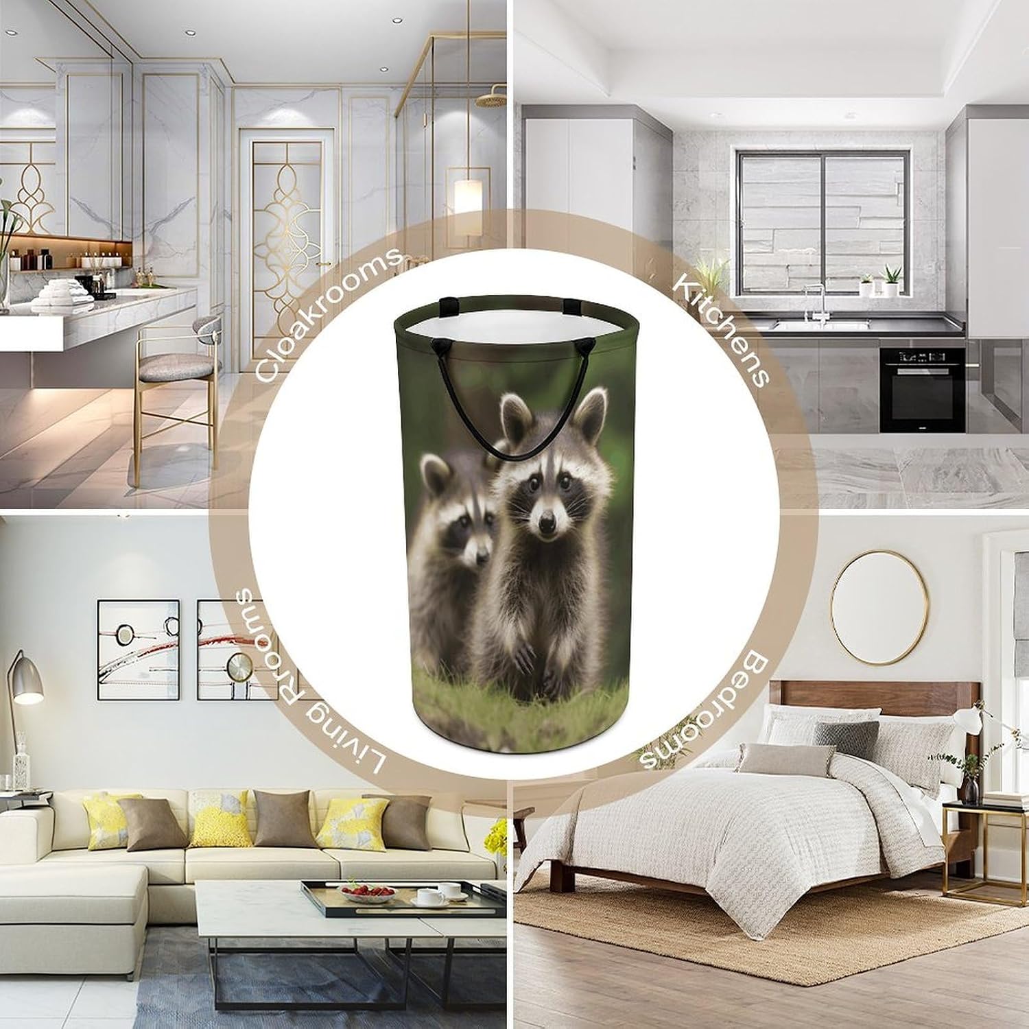 Cute Raccoon Laundry Basket Dirty Clothes Bin, Waterproof Laundry Hamper, Laundry Bag, Clothes Hamper Stands for Bedroom, Towels,Clothings image 5