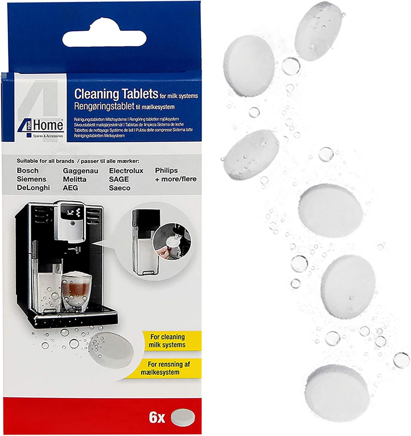 Qualtex Coffee Machine Milk System Cleaning Tablets for DeLonghi Coffee