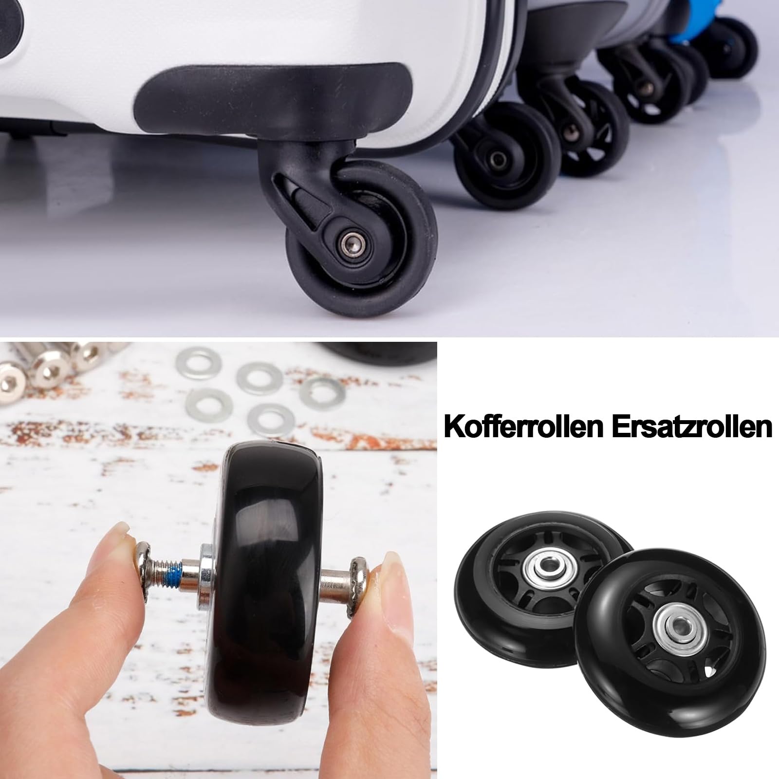 Kit Ricambio Ruote Per Valigie – 2 Pezzi 68x24mm In Gomma Con Cuscinetti E Assi – Universale