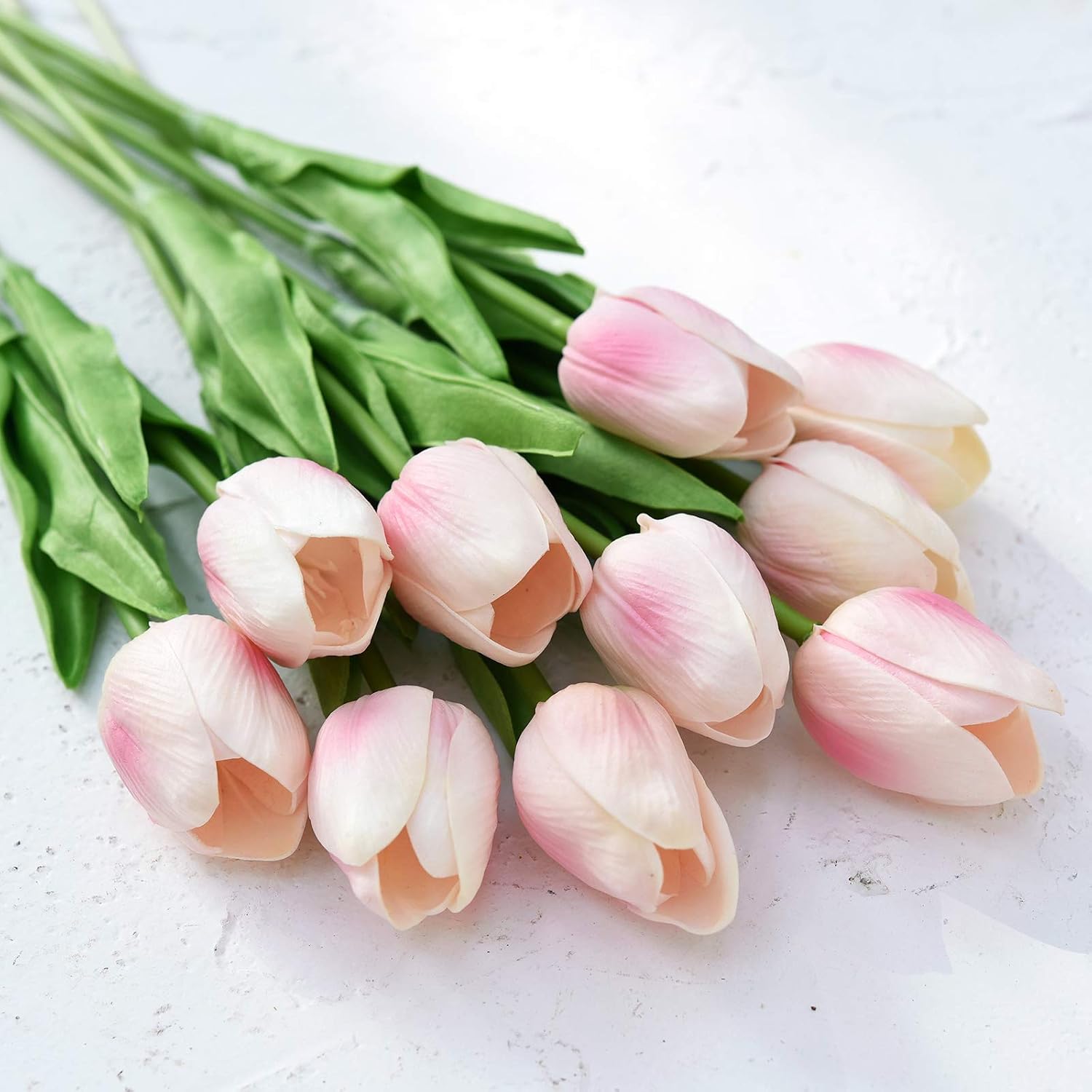 FiveSeasonStuff Real Touch Tulips Artificial Flowers – 15 Stems Faux Tulip Bouquet in Gift Box for Wedding, Home Decor, Party, Floral Arrangements (Jaipur Soft Pink) image 2