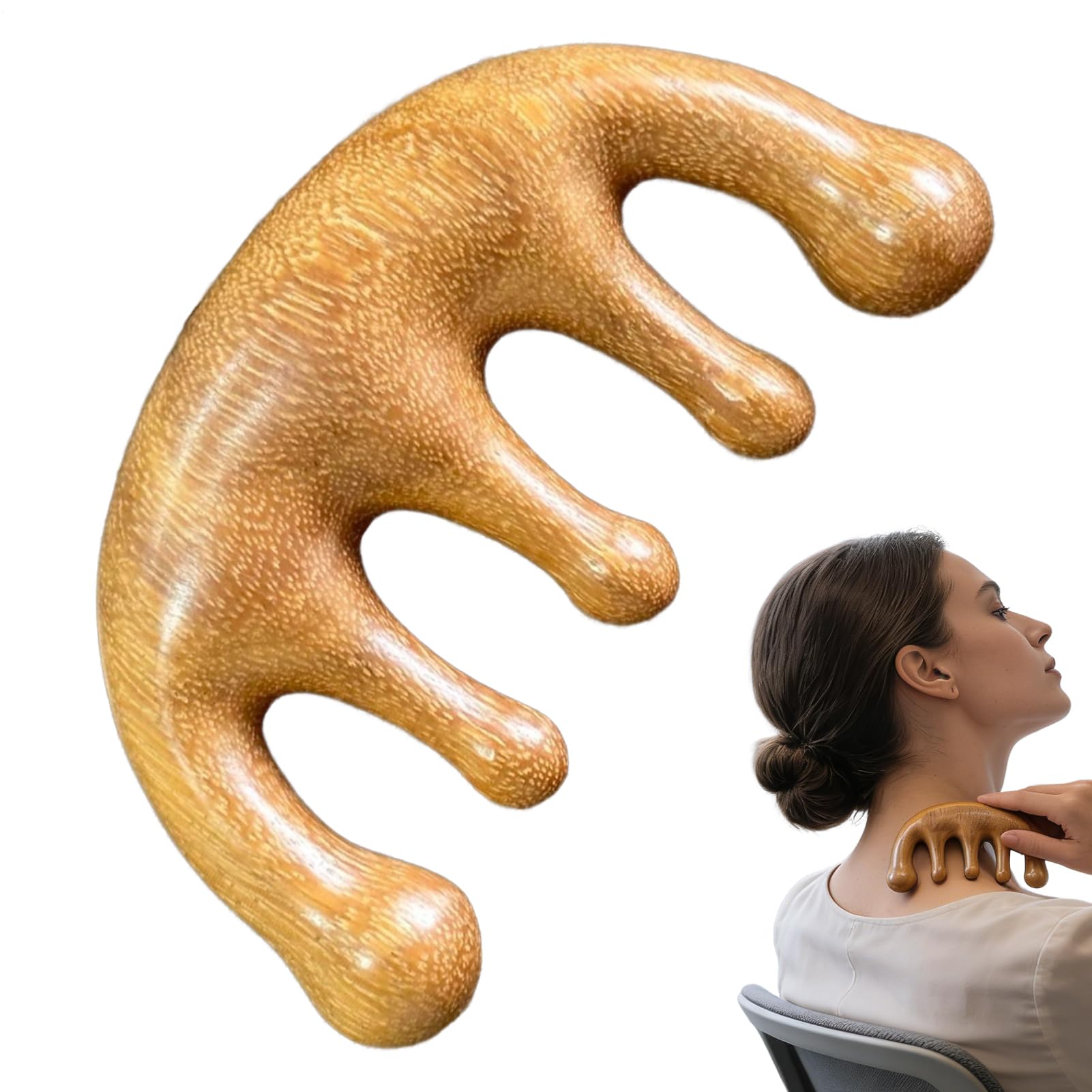 Massagekamm aus Holz Breitzahn Pflegekamm Für Haare | Kopfhautmassagegerät Für Frauen Männer Entspannung Haarpflege Styling Natürliche Haarbürste Körperpflege