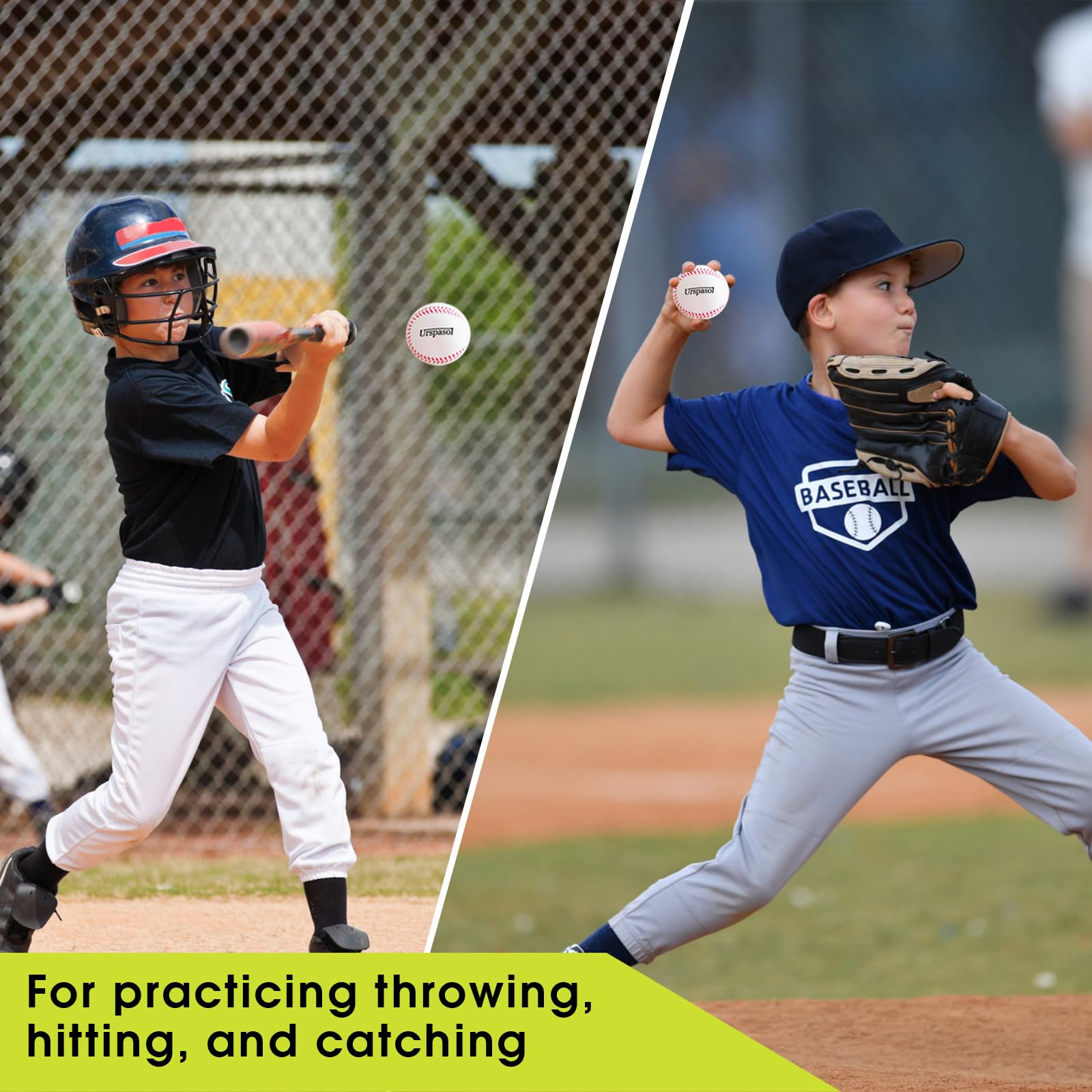 Schaumstoff-Basebälle, weiche Baseballbälle mit Netztasche, 22,9 cm, für Kinder, sicher für Jugendliche, Teenager, Werfen, Fangen und Schlagen, Feld, 12 Stück