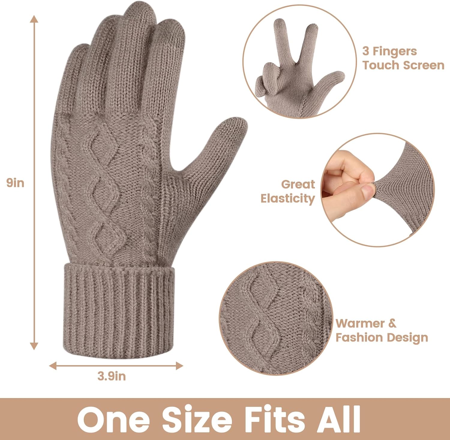 Winter Gloves Women - Warm Fleece Lined Winter Gloves with Touchscreen Fingers, Gloves for Women Cold Weather - Image 3