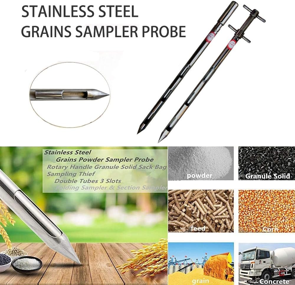 Stainless Steel Grain Probe Sampler Kit - Solid Sampling Probe for Agriculture, Cement & Fertilizer - 0.6M Length, 25mm Diameter, 3 Sections, Durable Turnicate Tool