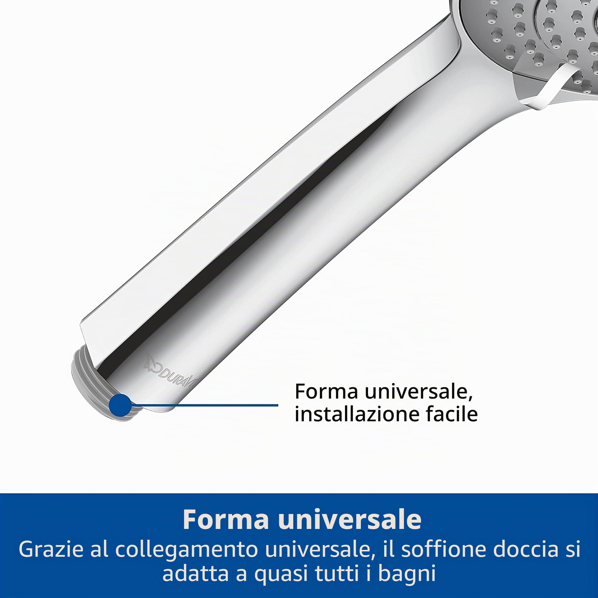 Duravit Doccetta Portatile, Soffione Doccia con 3 Tipi di Getto - EasyClean Anticalcare, MinusFlow Risparmio Idrico, Finitura Cromata, Garanzia 5 Anni