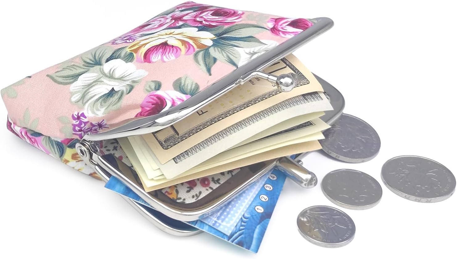 Cute Floral Buckle Coin Purses Vintage Pouch Kiss-lock Change Purse Wallets… image 4
