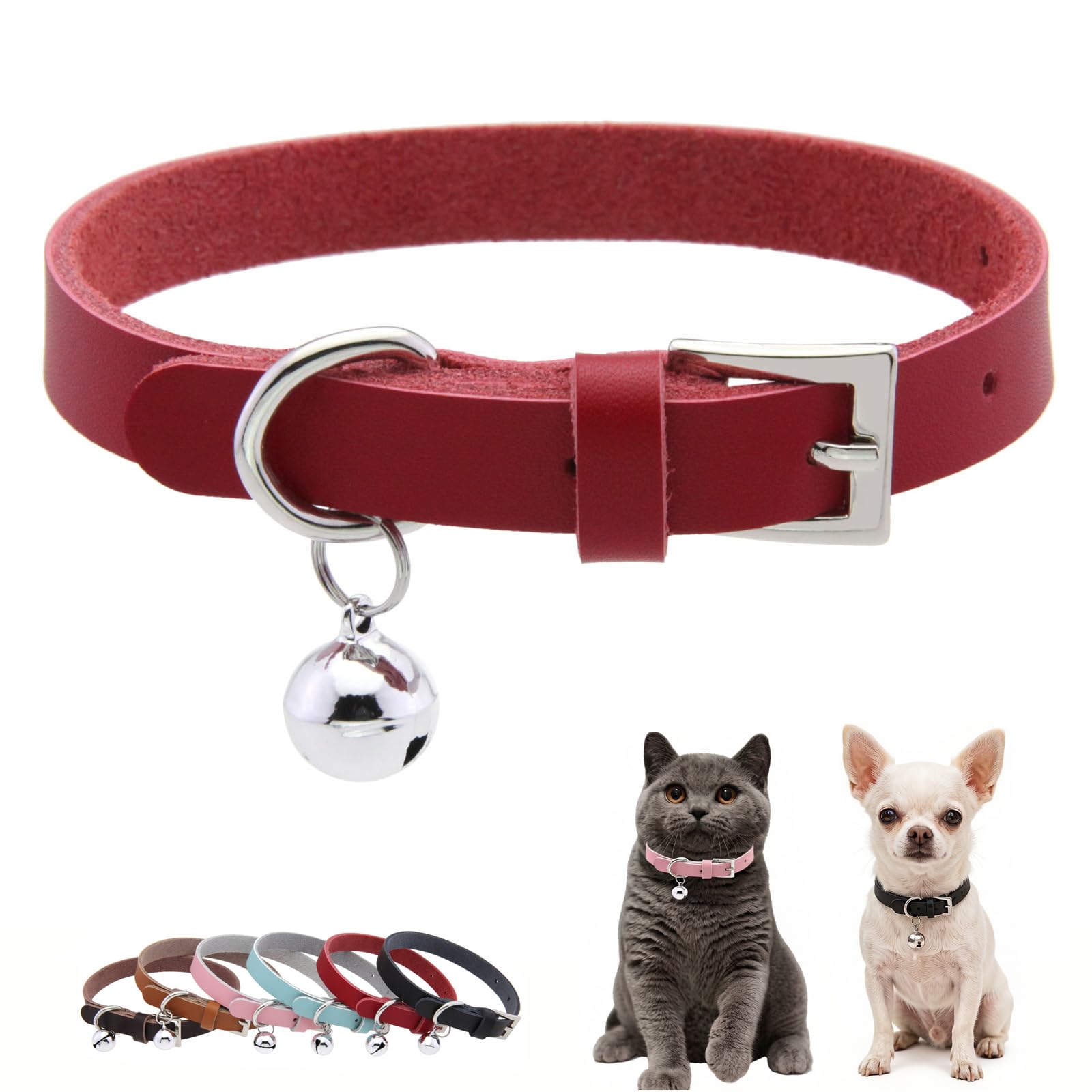 Collier pour chats et chiens de taille XS en cuir souple idéal pour les jeux à la maison