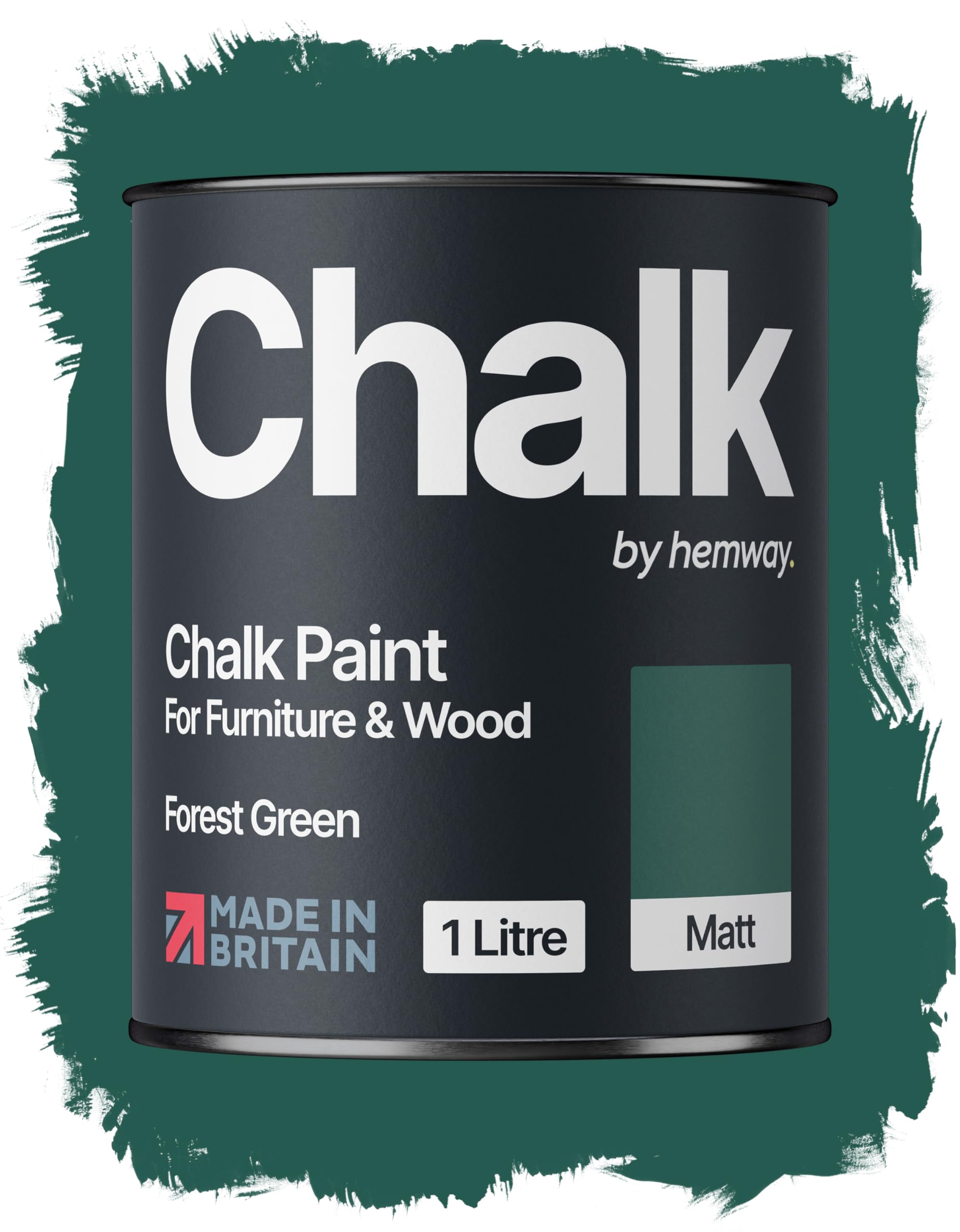 Hemway Chalk Paint Forest Green 1L, Furniture Paint, Matt Finish Shabby Chic, Chalk Furniture & Walls, Quick Dry & 1 Coat