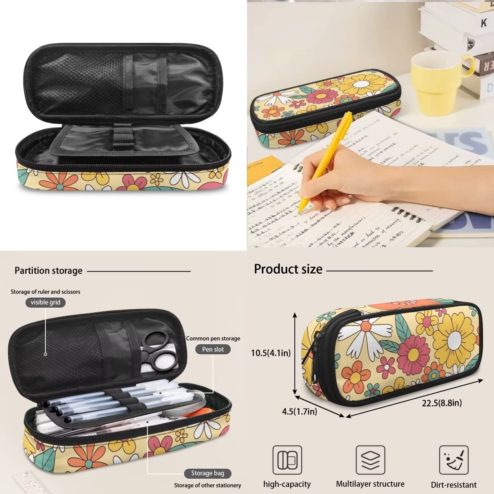 POLERO Mochila escolar de caballos para niños, juego de bolsas de almuerzo, estuche para lápices, 3 piezas, bolsas escolares, flores, Talla única, Mochila infantil