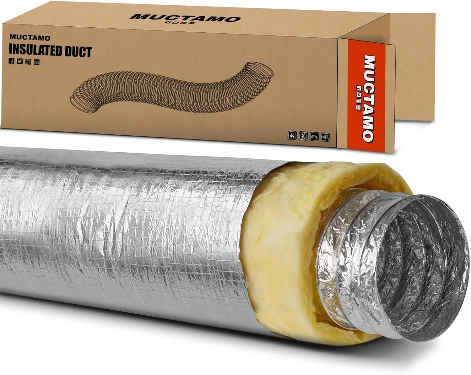 4Inch 25 Feet R4.2 Insulated Flexible Duct | High-Efficiency Thermal Insulation | Suitable for Heating & Cooling 4 IN 25 FT(R4.2)
