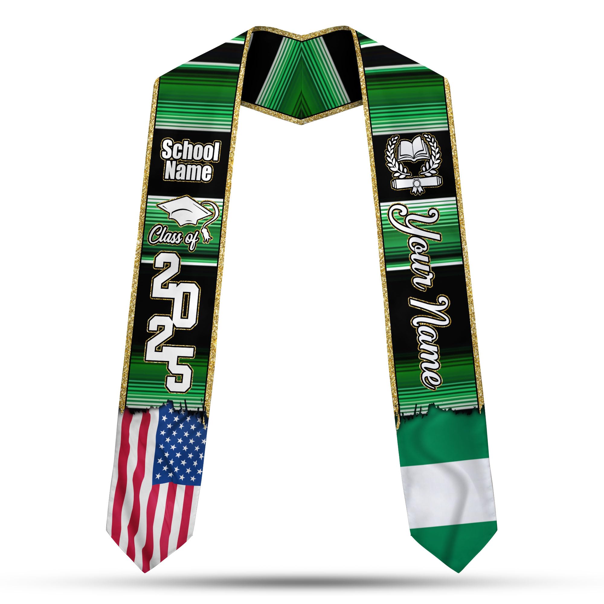 MonkeyVan Nigerians Graduation Sash Custom Nigerians American Flag Graduation Sash 2025 Nigeria Graduation Stole Class of 2025 Ng10