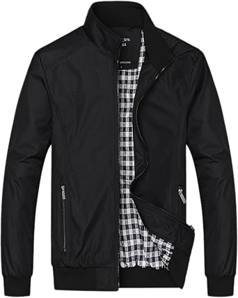 Amazon.com: Chouyatou Active Campera con puños y cierre, ligera,  impermeable, para hombre., XL, Negro : Ropa, Zapatos y Joyería