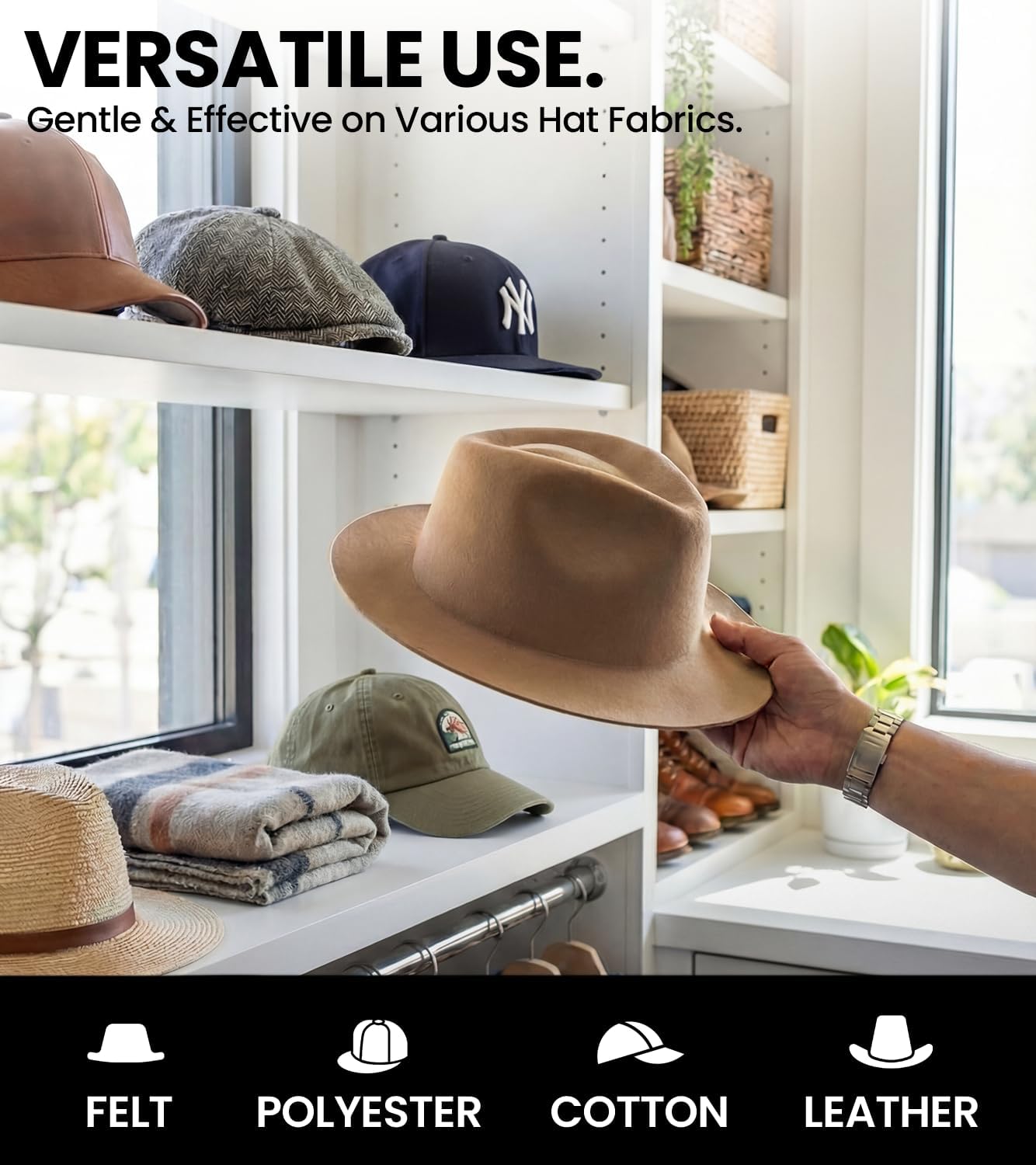 EVEO Hat Cleaner for Baseball Caps - Hat Cleaning Kit Sweat Stain Remover & Deordorizer Hat Saver for Felt, Cowboy & Caps