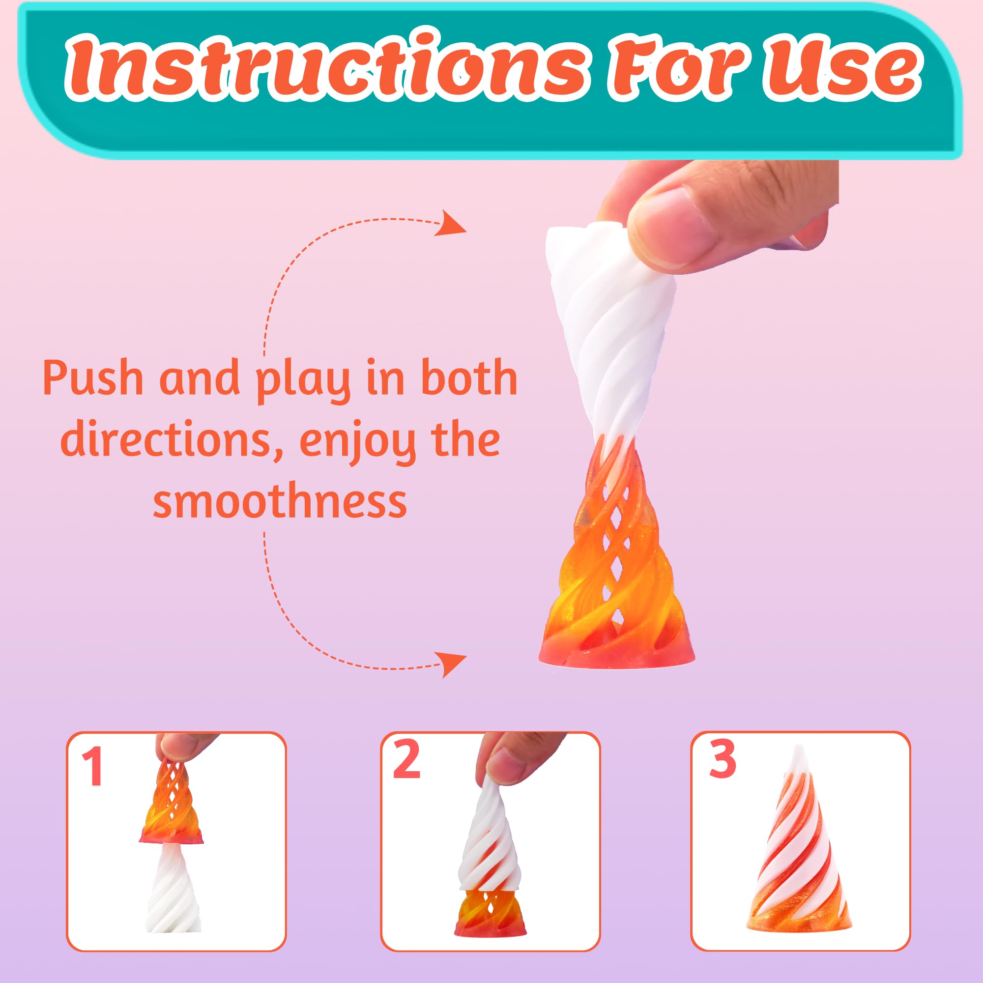 Chennyfun 6 Piece Spiral Cone Fidget Toys, Impossible Cone, 3D Printed Decompression Mini Spiral Cone Toys - Image 3