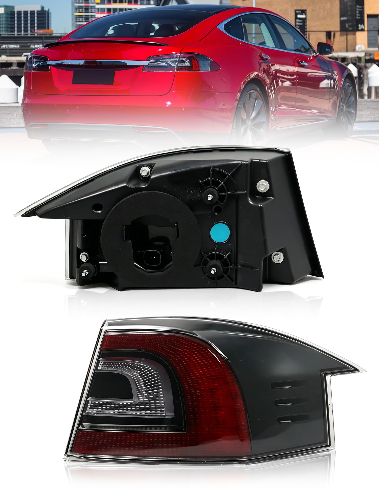 Right Passenger Side Tail Light Assembly Fit for Tesla Model S 2016 2017 2018 2019 2020 2021, Taillamps with LED Bulbs, Outer Rear Brake Lights, Replace for 600
