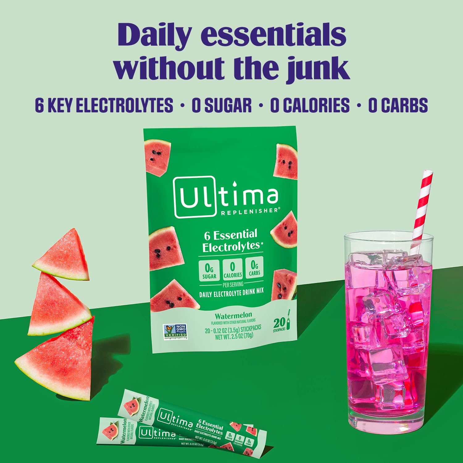 Ultima Replenisher Watermelon Electrolyte Packets, 20 Stickpacks — Amazon image 2