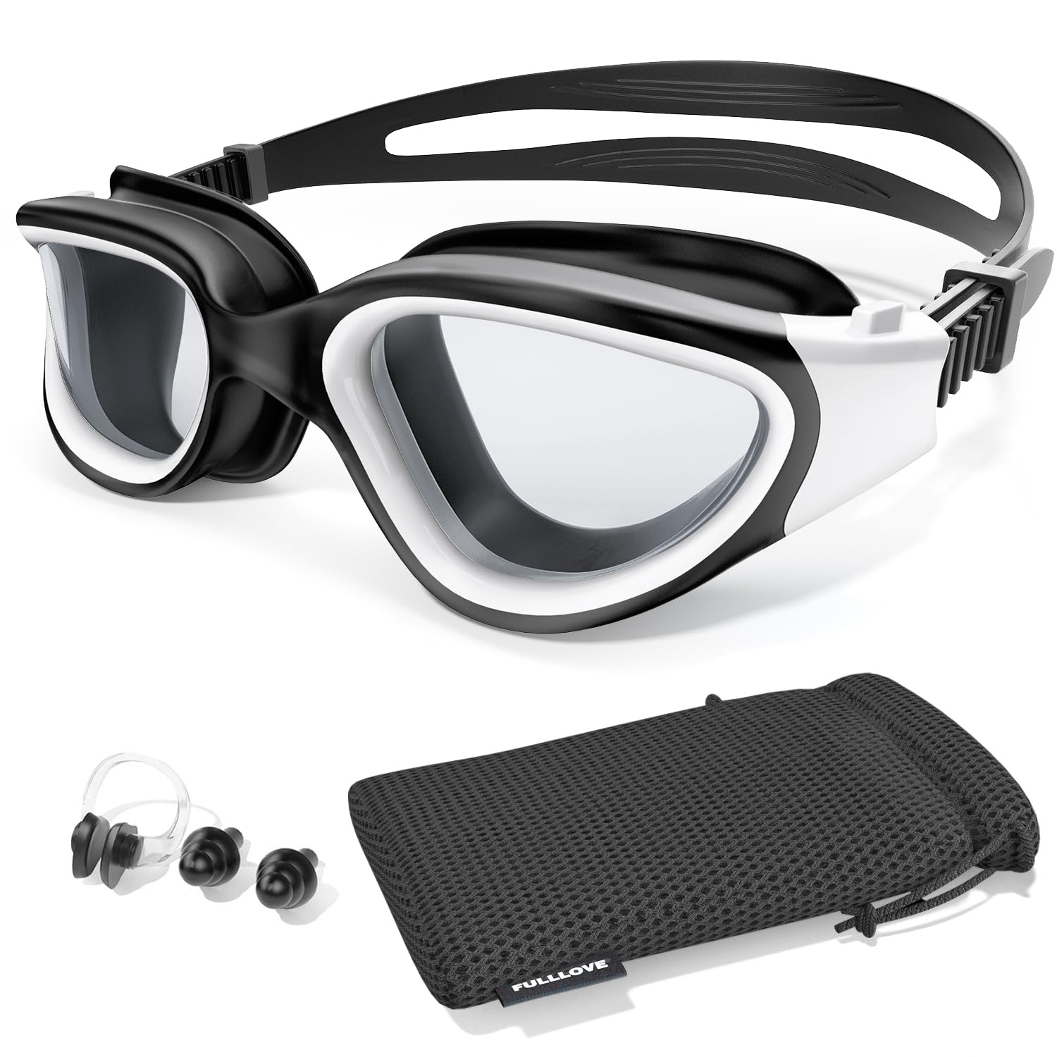 Fulllove Polarized Swimming Goggles, Goggles Swimming Adult Tenfold Long-Lasting Anti Fog No Leakage UV Protection With Nose Clip Earplugs for Adult Men Women — image 1