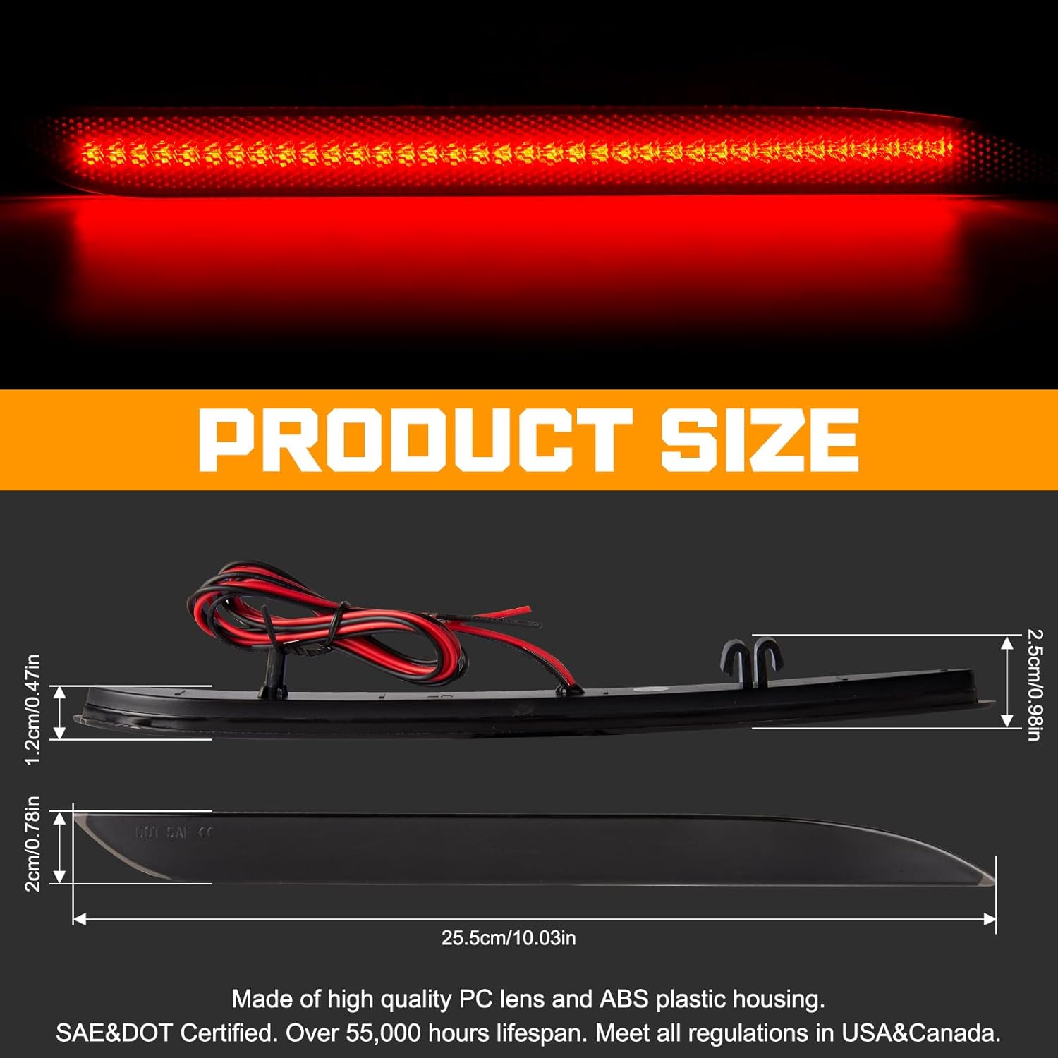 Gempro Rear Bumper Reflector Lights for Ford Mustang 2015-2017 Led Red Brake Tail Lamps Smoked Len, 2PCS