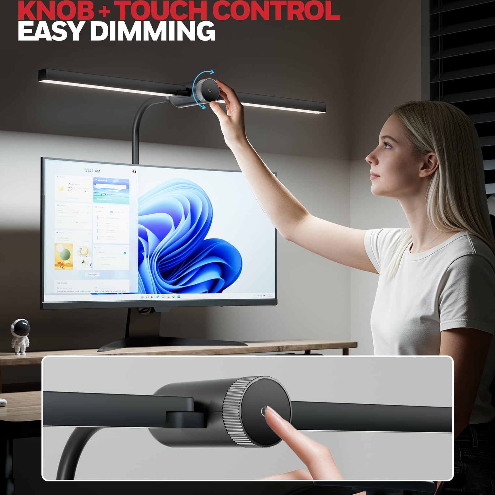 Honeywell HJ4 Klemmlampe Sunturalux dimmbar 4 Farbtemp. CRI94 | Schwarze LED-Klemmlampe mit flex. Hals, stufenlose Dimmung, 4 Farbtemp., CRI94, RG0.