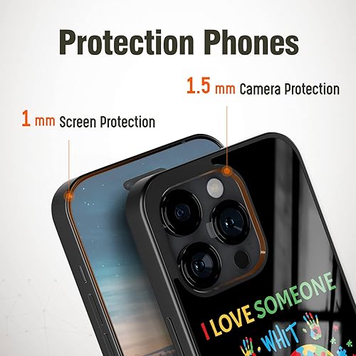 Miniatura 4 de Fundas para teléfono de concienciación autista para padres, diseño de arcoíris, I Love Someone, aplicable con Samsung Galaxy A02 A03 A10 A13 A42 A51