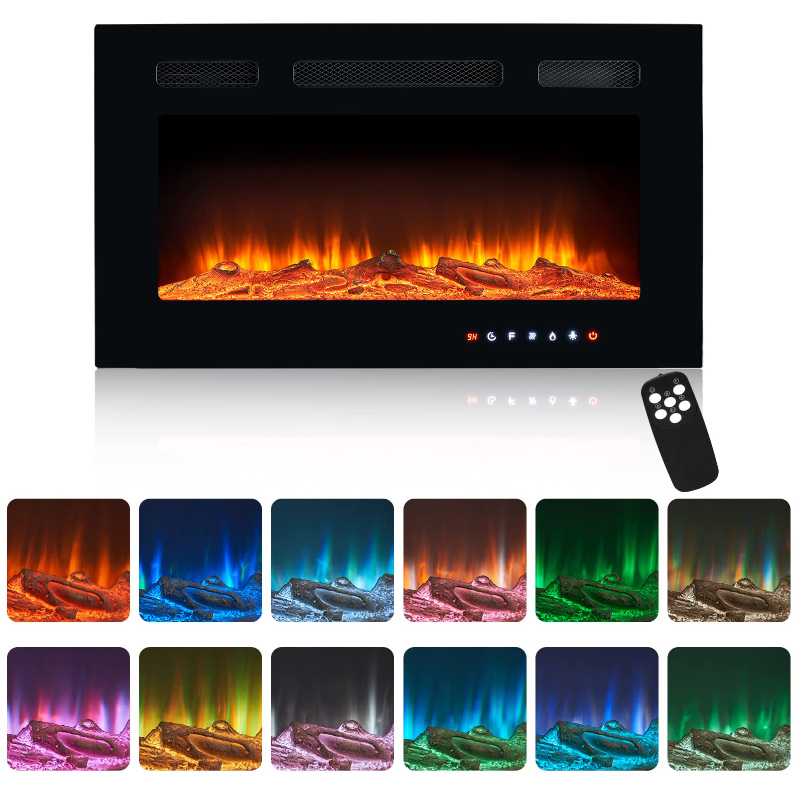 Buy oneinmil Electric Fireplace, 30" Wide Wall-ed and Recessed Electric
