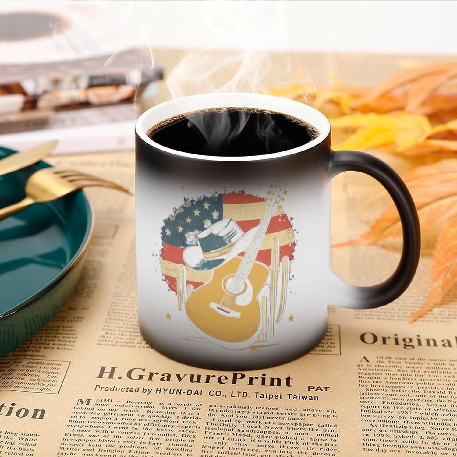Western Country Music Funny Color Changing Coffee Mug Ceramic Magic Cup Personalized Discoloration Tea Mugs