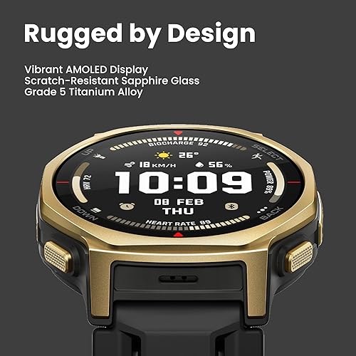 Miniatura 2 de Amazfit T-Rex 3 Pro - Reloj inteligente para exteriores con pantalla AMOLED de zafiro de 1.732 pulgadas con linterna, bisel Ti, GPS de doble banda,