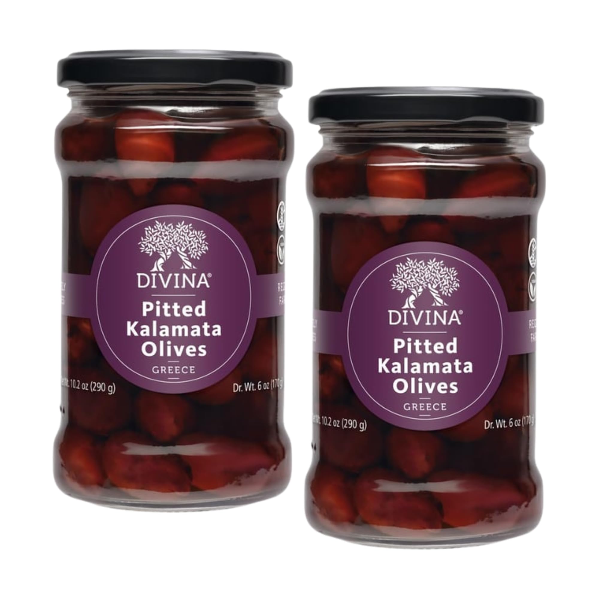 DIVINA Pitted Kalamata Olives, 10.2 oz (2-Pack)