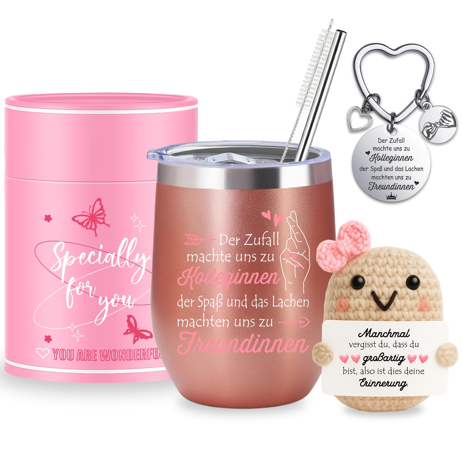 Farbeele Geschenk für Frauen, Thermobecher 350ml Geschenk für Kollegen & Kolleginnen, Büro Geschenkidee, Abschiedsgeschenk, Geburtstagsgeschenk für Frauen,Kollegen, Weihnachten, Positive Kartoffel