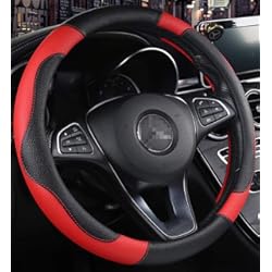 Funda Volante Kia Sportage Funda de Piel sintética para Volante de Coche, Antideslizante, Transpirable, Estilo Deportivo, Color de Contraste rojo