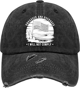 UNVAXXED & Over Taxed I Will NOT COMPLYS Hat for Mens Washed Distressed