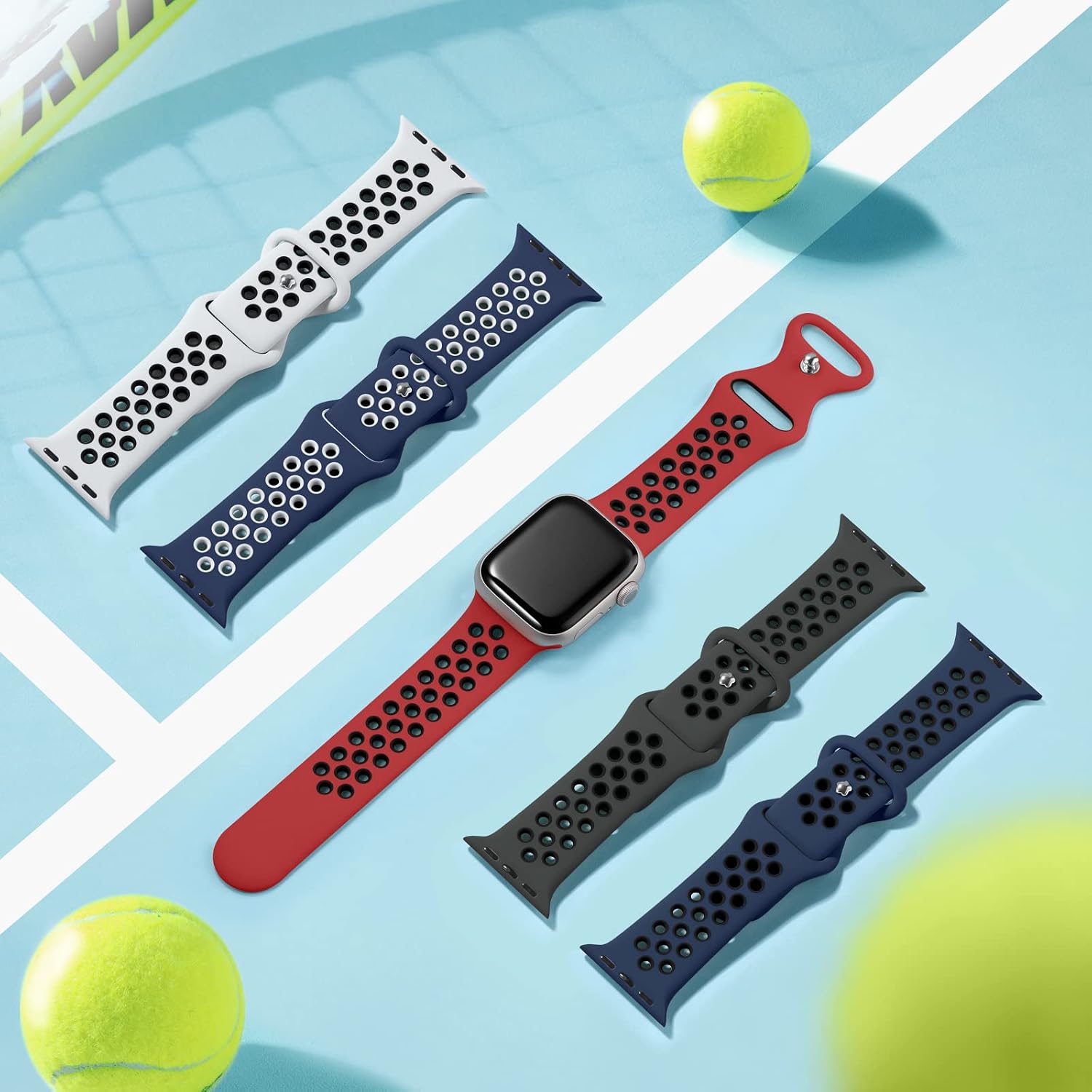 Dirrelo 5 Pack Sport Straps Compatible with Apple Watch Series 10 46mm Strap, 44mm 45mm 49mm 42mm Men - Image 3