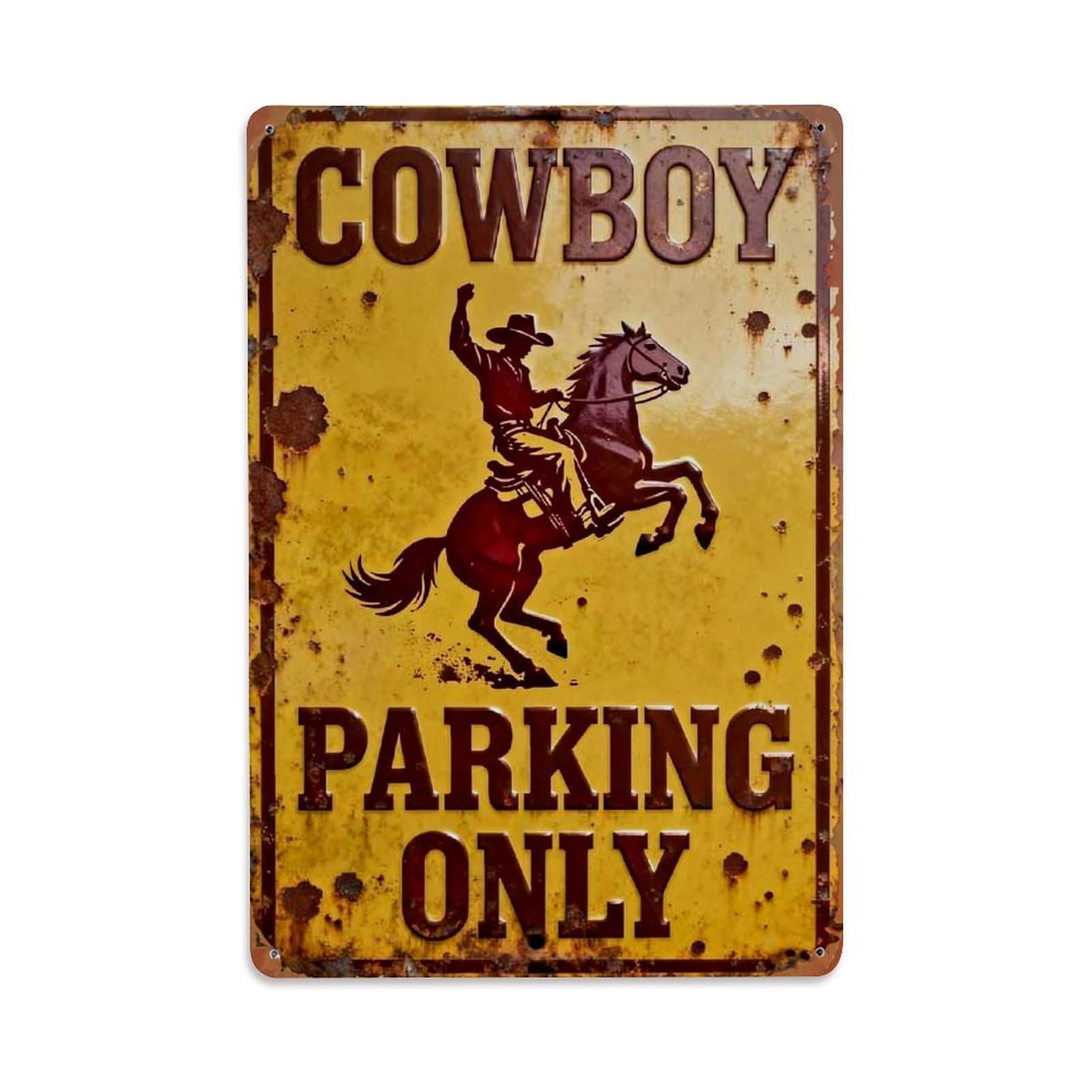 Jdfenggu Vintage Cowboy Riding Horse Sign Retro Metal Tin Sign, Decor Art Poster For Bar, Home, Man Cave, Kitchen, Laundry Room Gift 8X12inch