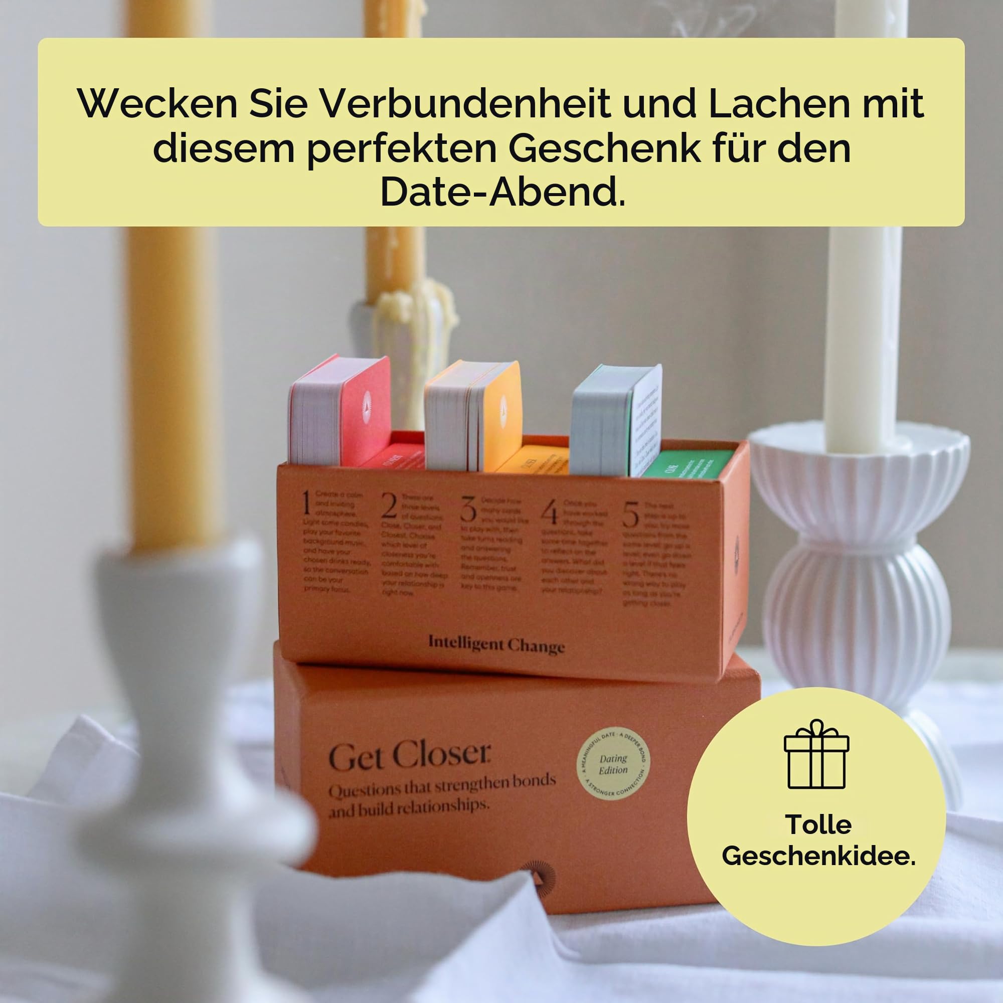 Intelligent Change Get Closer Dating Edition Gesprächskarten, Gesprächsstarter, Frage-und-Antwort-Spiel, lustiges Kartenspiel für Dating-Paare, Date-Night-Aktivitäten (Dating Edition)