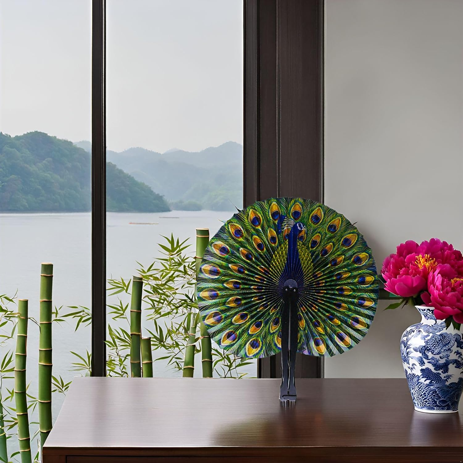 10 Pcs Peacock Paper Fans