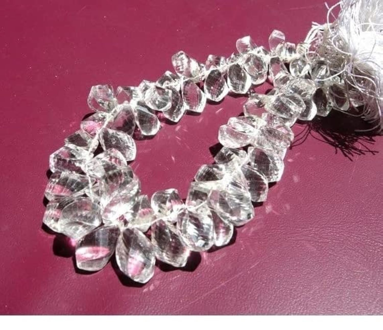 Cristal de roche quartz perle goutte torsadée 11x6-13x8mm pour création de bijoux